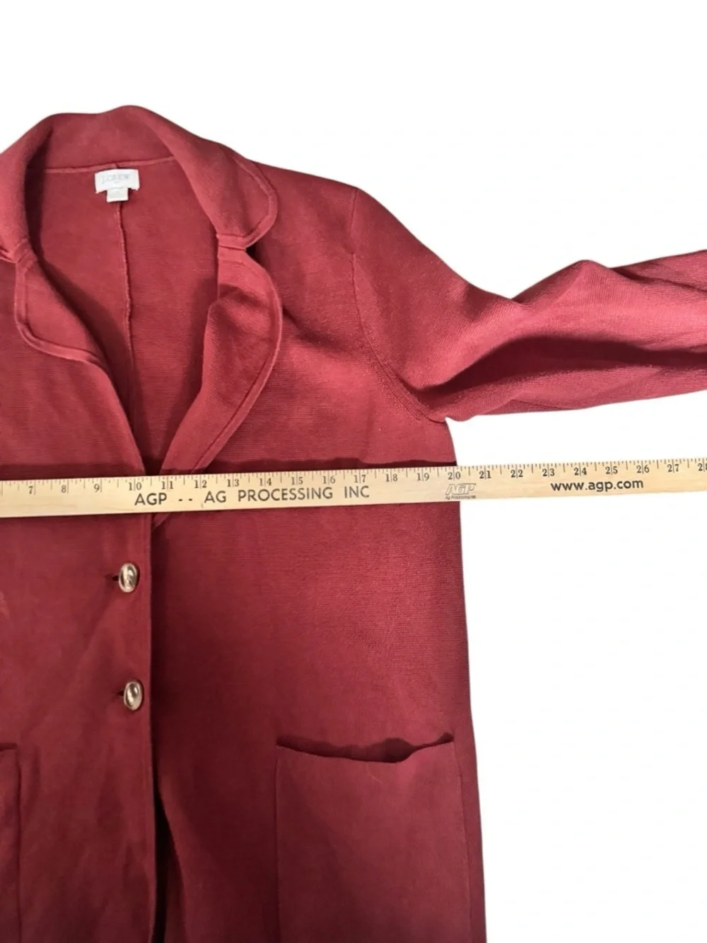 J.Crew Red Knit Blazer Cardigan Small Preppy Coastal Chic Minimalist Cotton H45